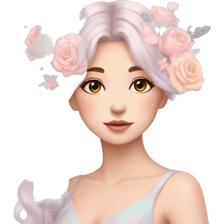 Dreamy pretty pastel flower girl aesthetic emoji