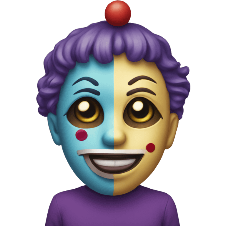 Shy face with a mask of a clown emoji