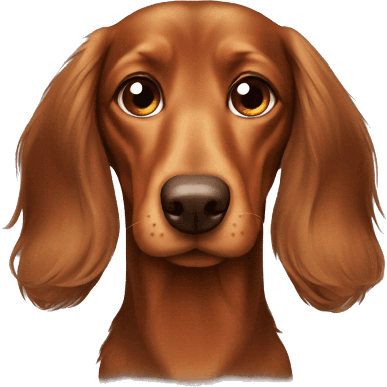 Very very sad Long-haired brown-reddish dachshund with brown nose emoji