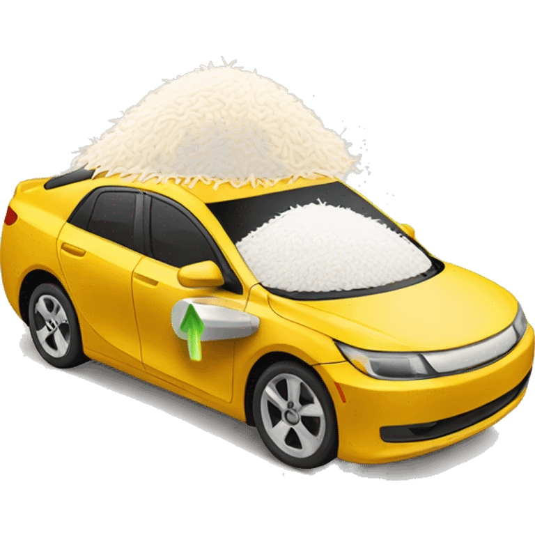 Rice with charging electric car emoji