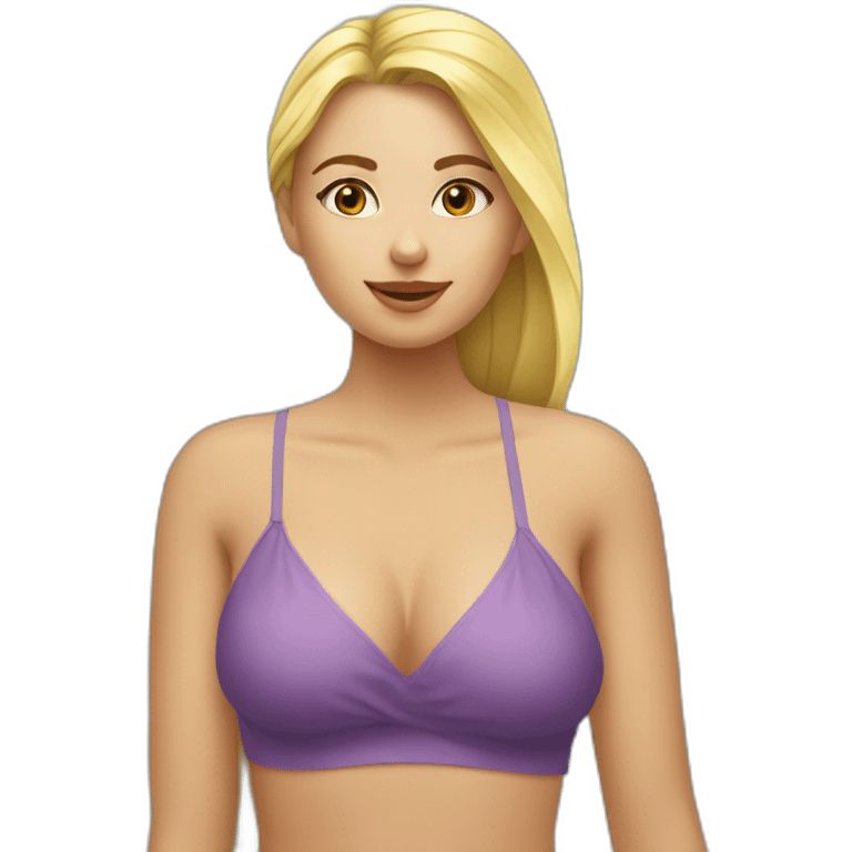 Una chica rubia en bañador en biki emoji