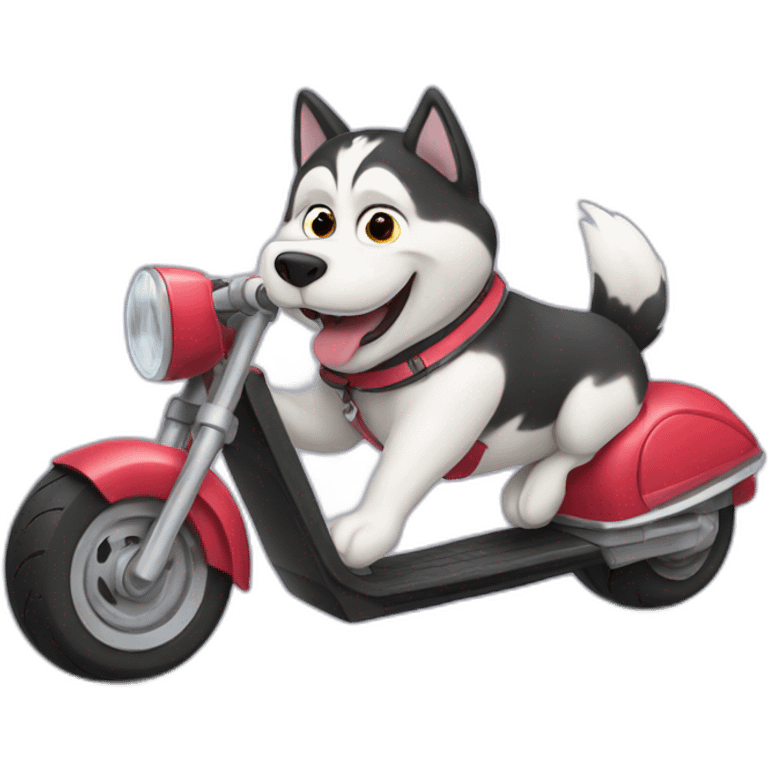 fat husky racing on scooter emoji