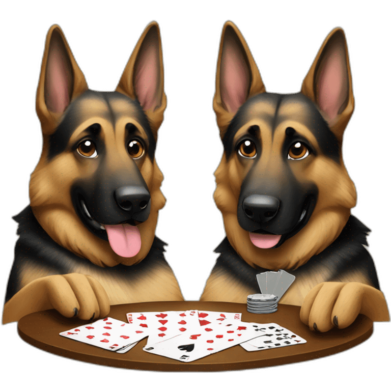 Two German shepherds playing poker emoji