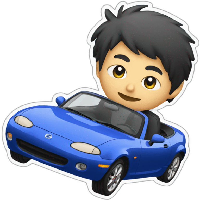 Japenese guy drifting in a mazda mx 5 emoji