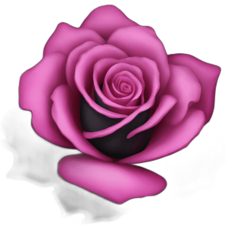 black rose with pink fire emoji