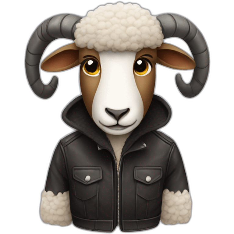 sheep in a leather jacket emoji