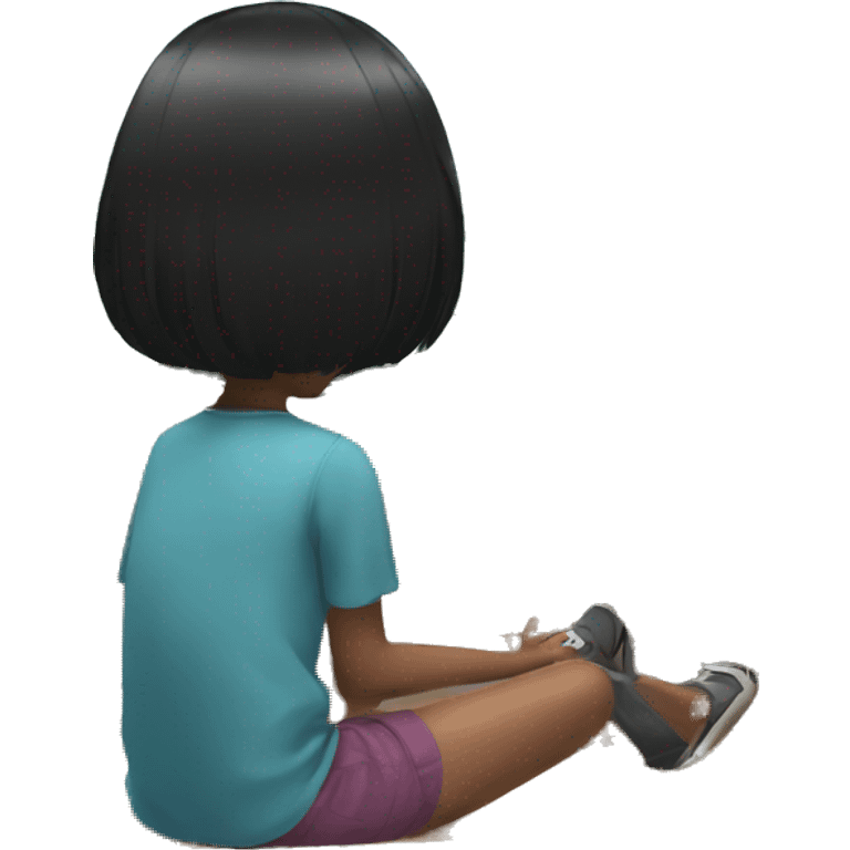 Black hair girl watching Anime on tv emoji