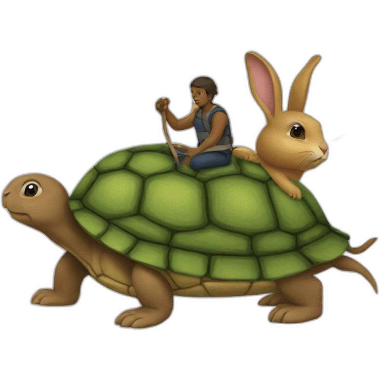 Rabbits ride turtles. emoji