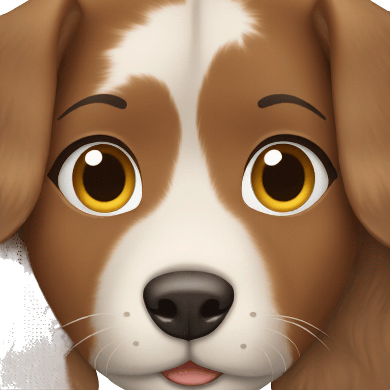 girl with brown hair and brown eyes and dog  emoji