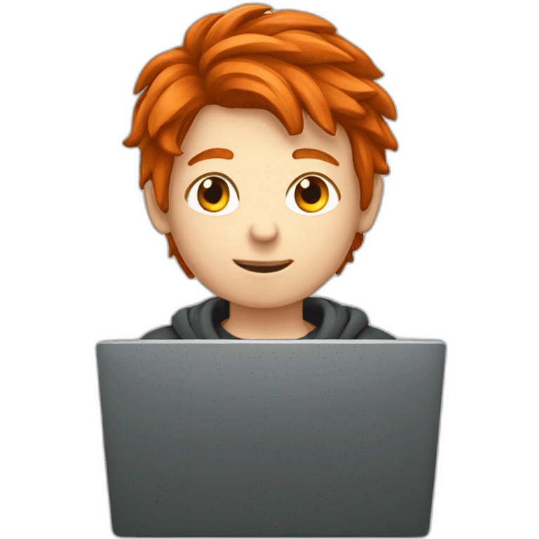 coder redhair boy taking laptop emoji