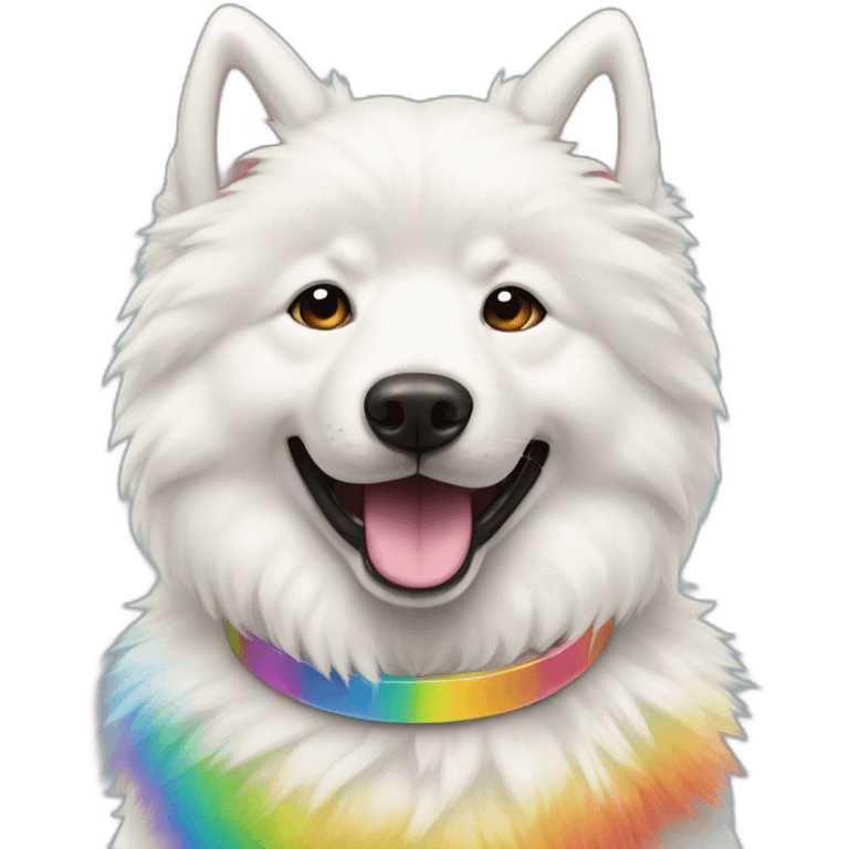 Samoyede wearing a rainbow colar emoji