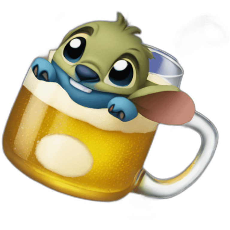 Stitch drinks beer emoji