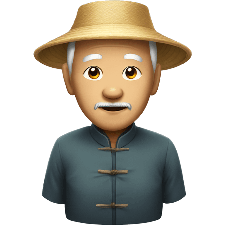 Old Chinese man with traditional Chinese hat emoji