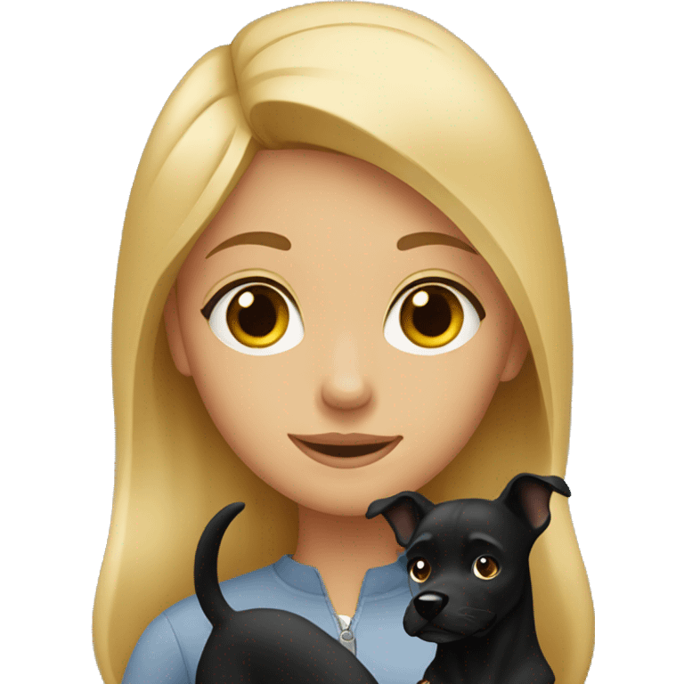 A girl with a black dog emoji