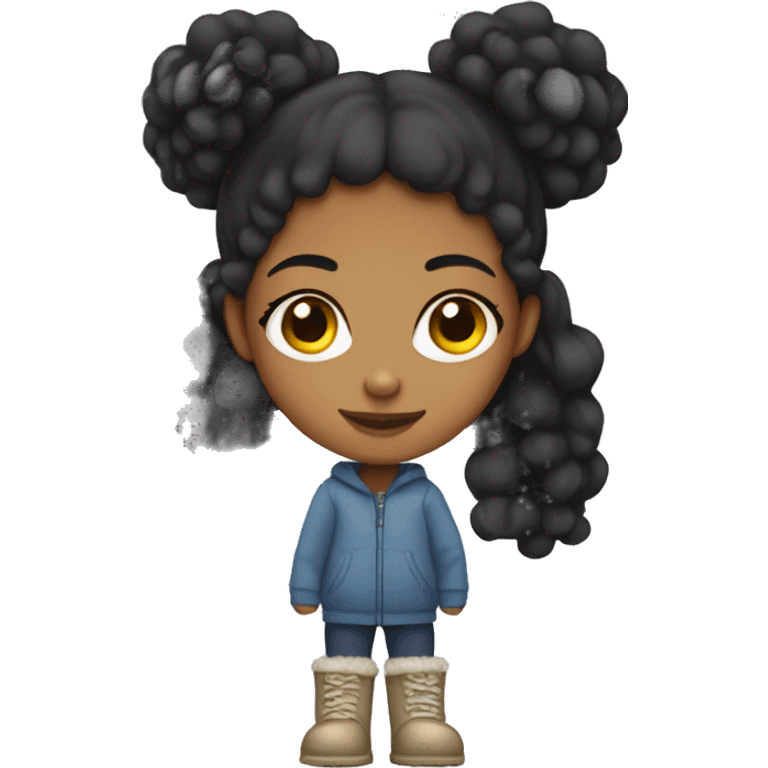 mixed girl with curly hair with Uggs emoji