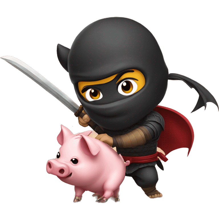 Ninja pig fighting a dragon emoji