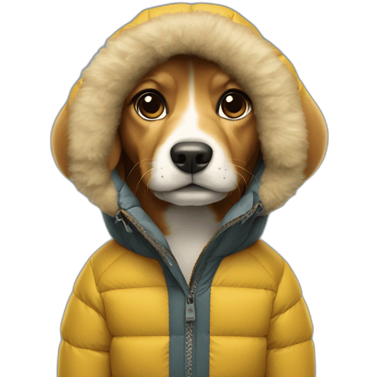 Dog with a down jacket, The North Face emoji