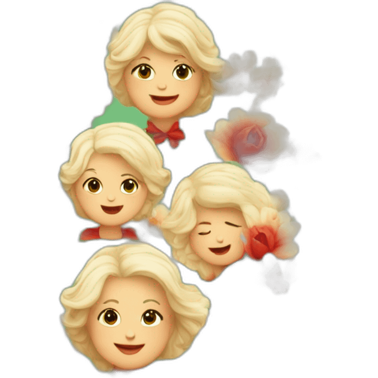 Une grand-mère avec des cheveux blonds et une chemise avec des fleurs avec des fleurs rouge emoji