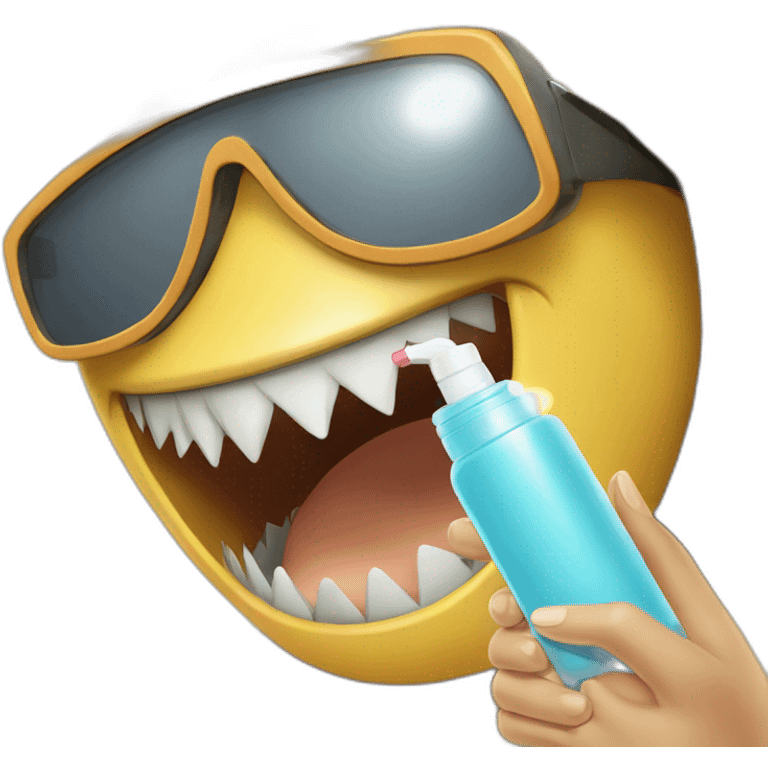 Shark putting on sunscreen and sunglasses emoji