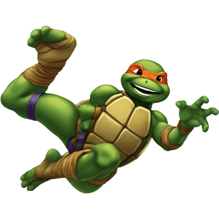 Ninja turtles doing back flips emoji