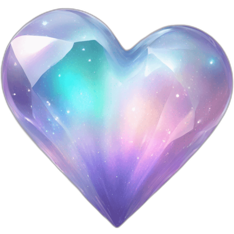 Sparkly glossy Pastel whitish iridescent glass crystal nebula glass hearts emoji