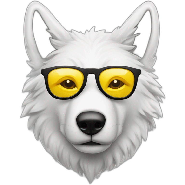 Loup blanc avec lunettes de soleil emoji