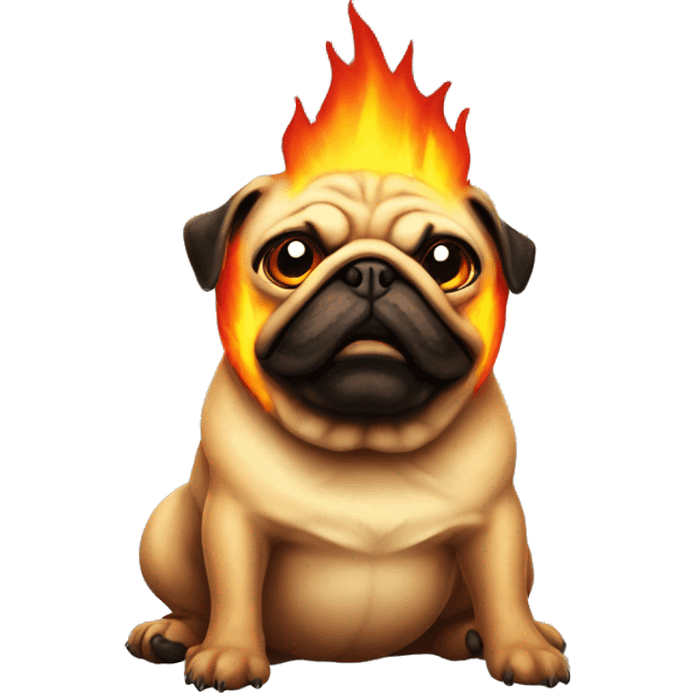 monster on fire pug emoji