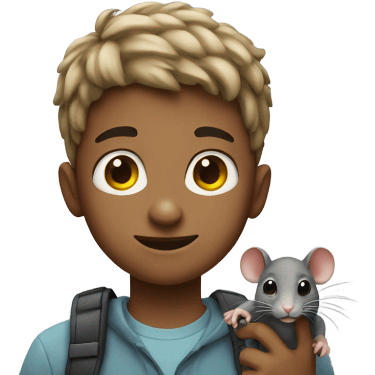 Boy with a rat emoji