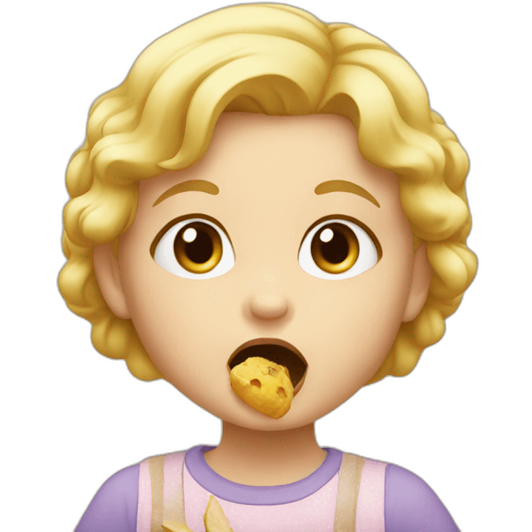 blonde toddler eating emoji