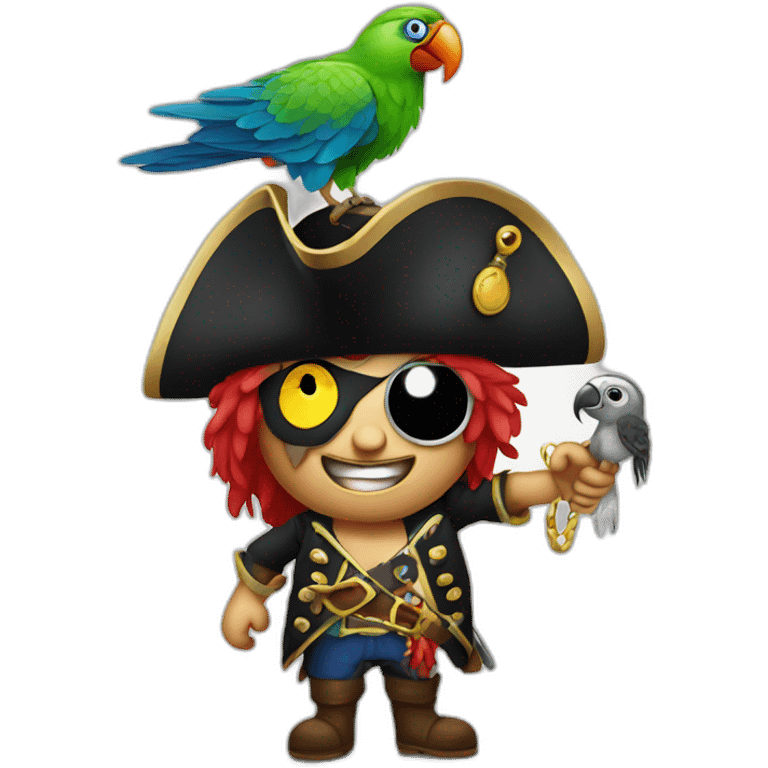 crazy pirate with parrot emoji