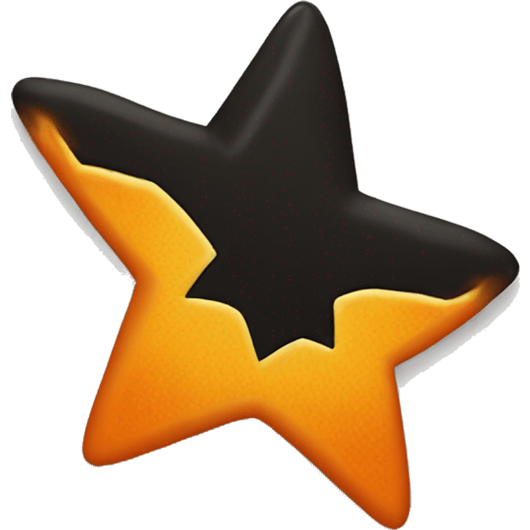 jumping star half black, half orange burnt emoji