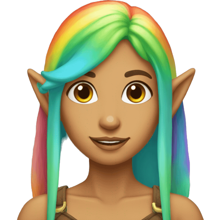 rainbow hair tan elf girl emoji