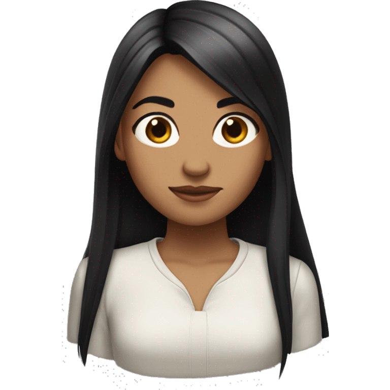 Girl with long black straight hair but Guerra  emoji