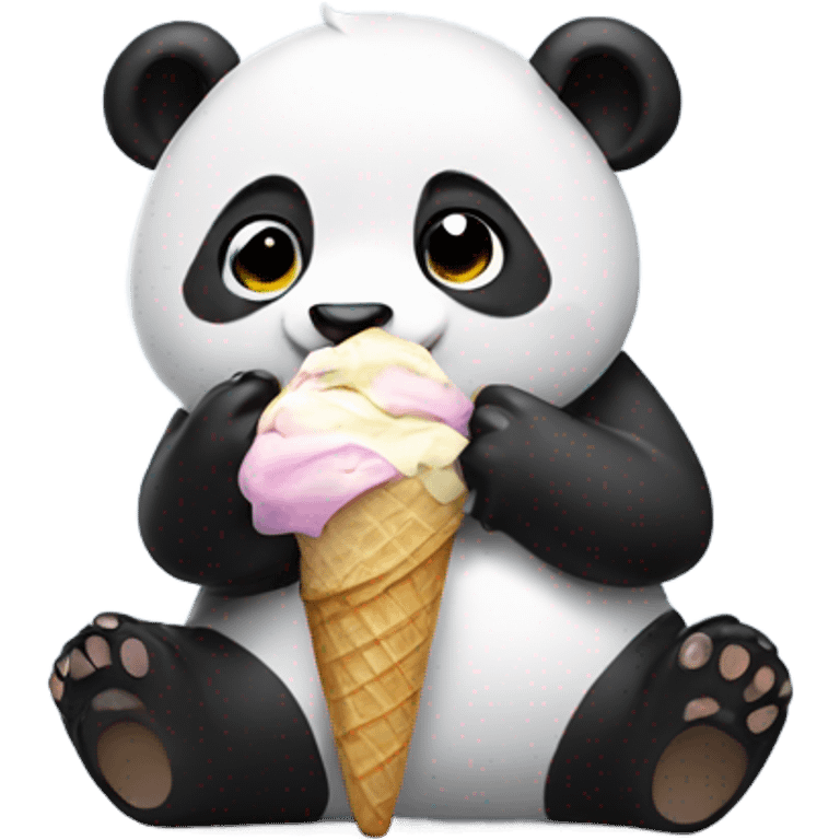 Panda eating ice cream emoji