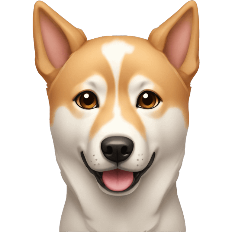 jindo dog with asymmetrical coloring and no eyebrows emoji