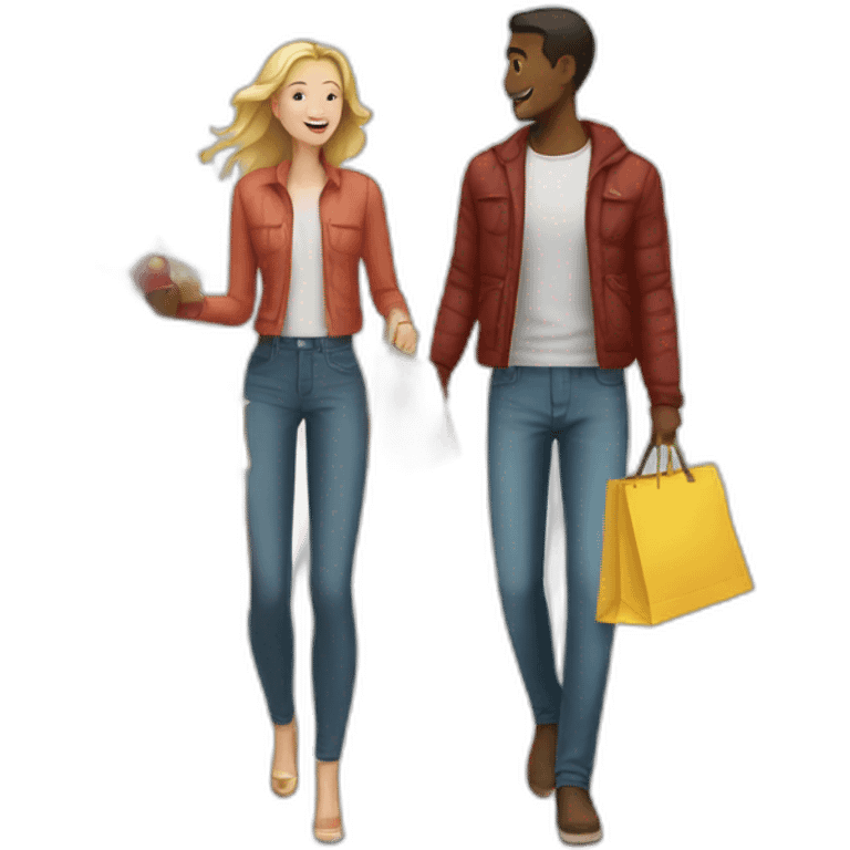 white couple shopping together emoji