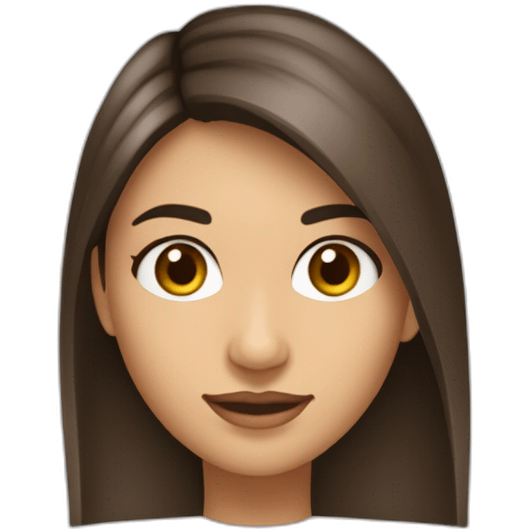 Mujer de ojos marrones, morocha de pelo largo por debajo de los hombros y lacio. Aspecto similar a Victoria Justice. Imagen desde lejos emoji