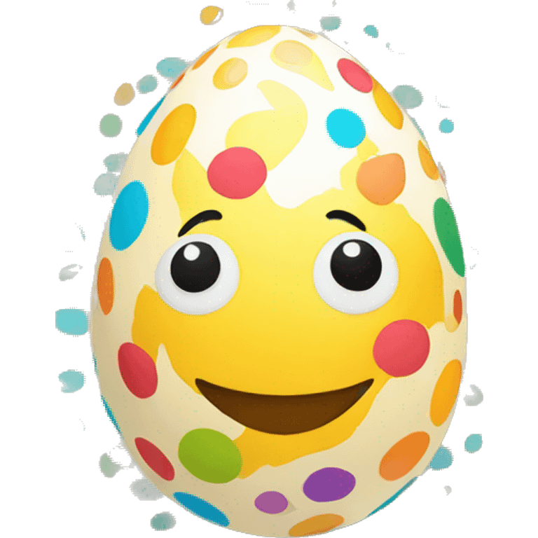 painted polka dot multicolor egg with a smiling face emoji