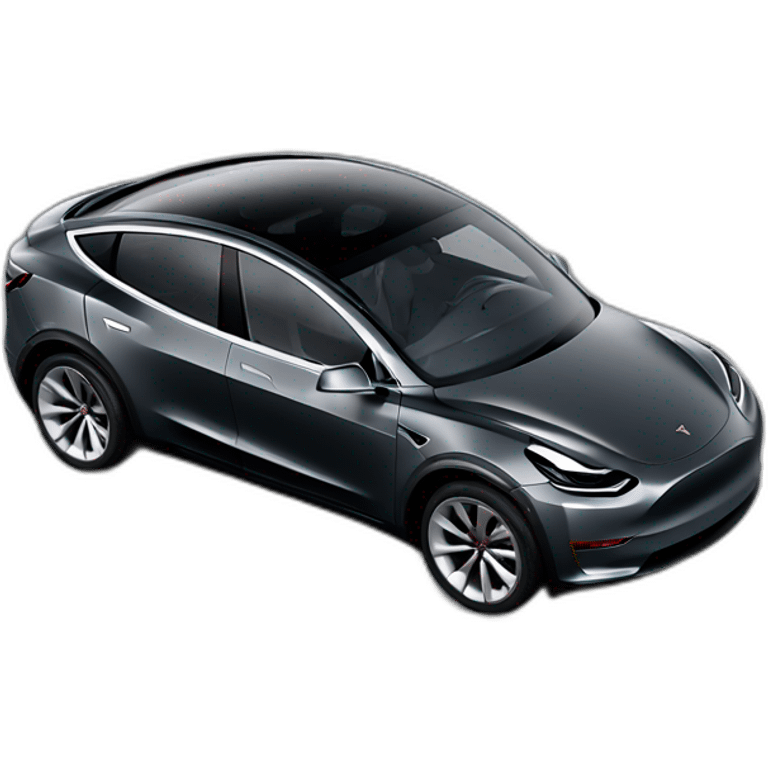 Dark Gray Tesla model y car with silver wheels emoji