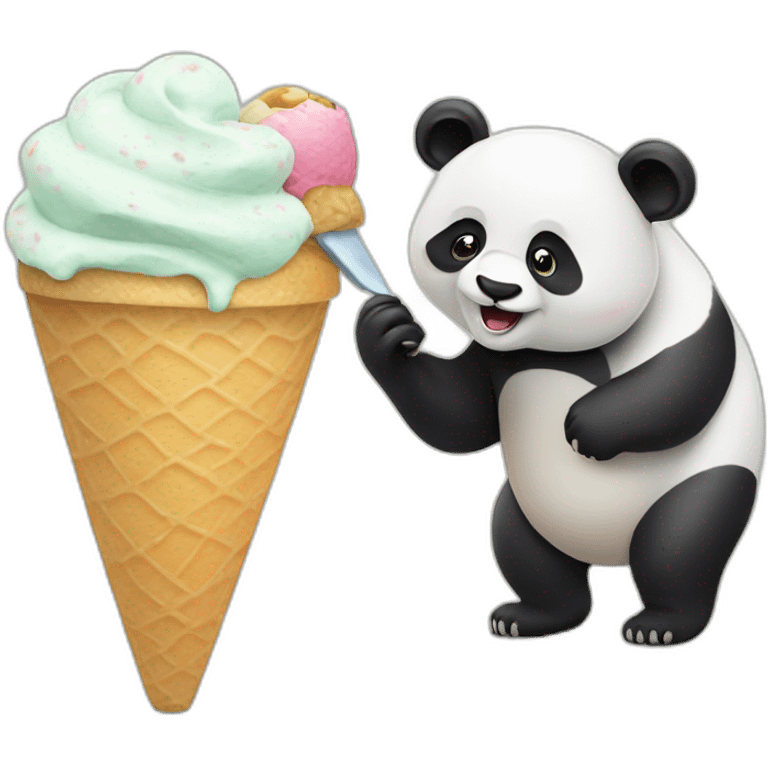 Panda eating ice cream emoji