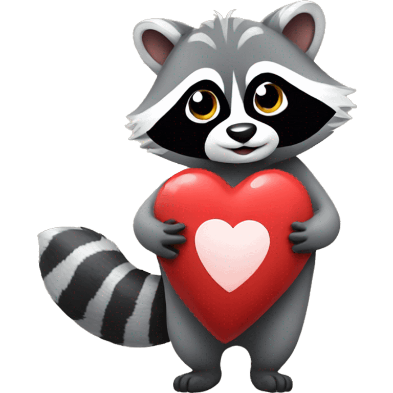 Racoon holding a heart emoji