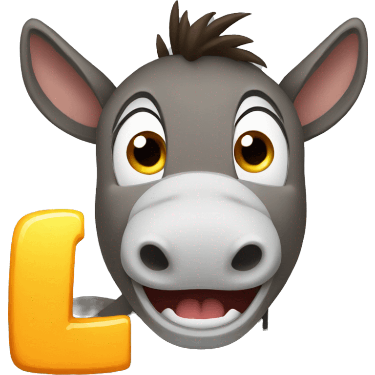 a donkey with a scared expression and making the letter L with its hand emoji