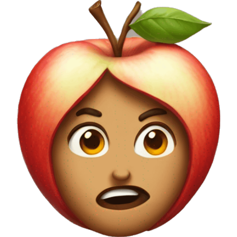 apple emoji doing side eye emoji