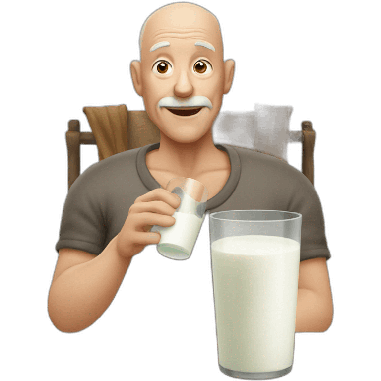 Old bald man drinking milk emoji