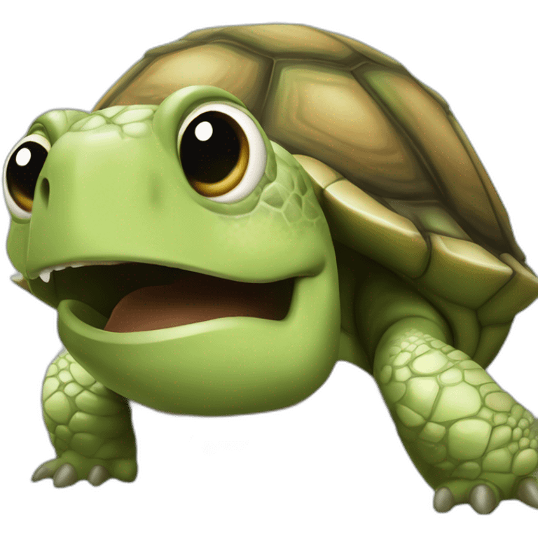 Tortuga graciosa sonriendo y guiñando un ojo emoji