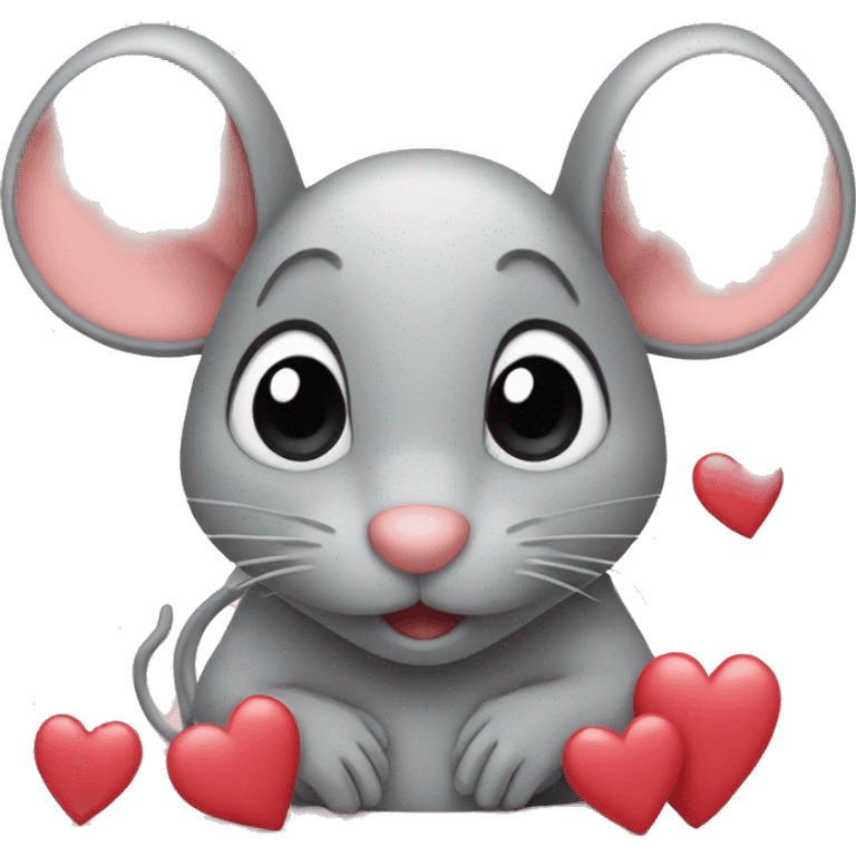 Mouse with a lot of hearts  emoji