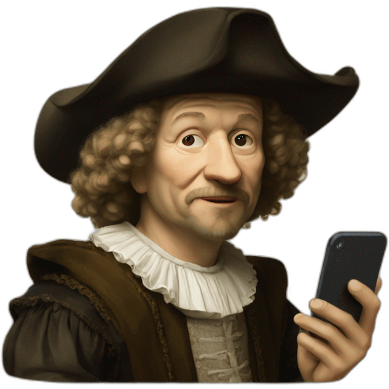 Rembrandt with an iphone emoji