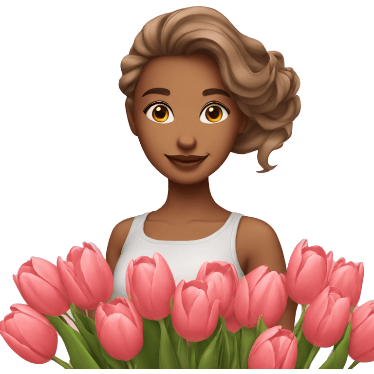 Pretty Girl with tulips emoji