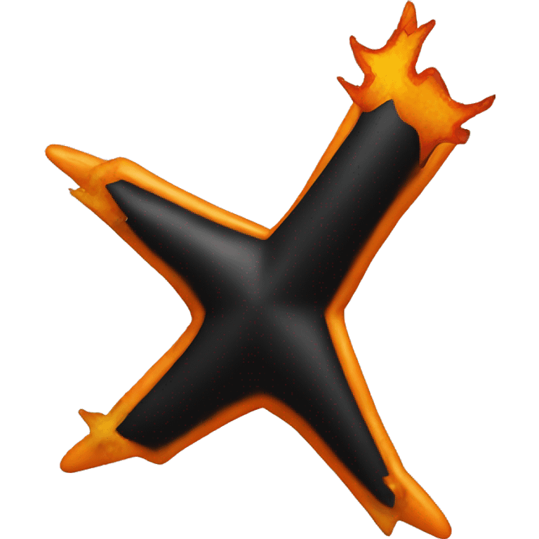 jumping star half black, half orange burnt emoji