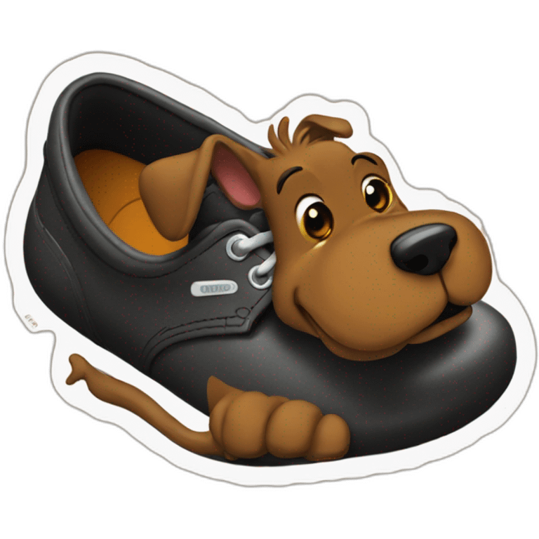 black scooby doo inside of a shoe emoji